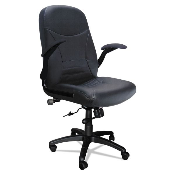 MLN6446AGBLT Mayline Big & Tall Series Executive Pivot-Arm Chair, Black Leather