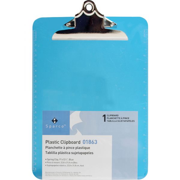 SPR01863 Sparco Plastic Transparent Blue Clipboard