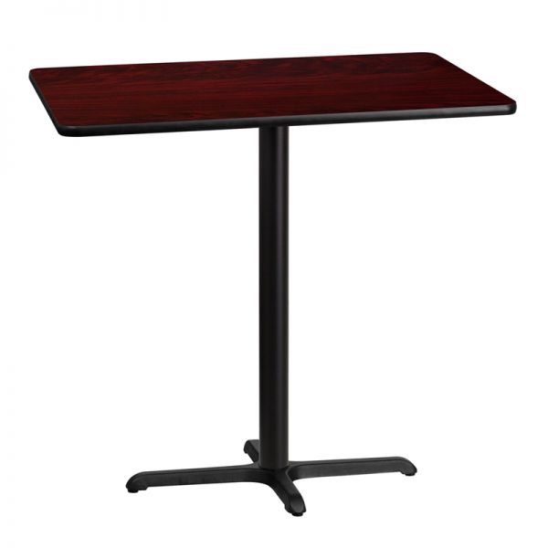 FHFXUMAHTB3042T2230BGG Flash Furniture 30'' x 42'' Rectangular Mahogany Laminate Table Top with 22'' x 30'' Bar Height Table Base