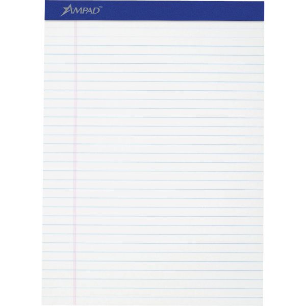 TOP20320 Ampad Perforated Writing Pad, 8 1/2 x 11 3/4, White, 50 Sheets, Dozen.