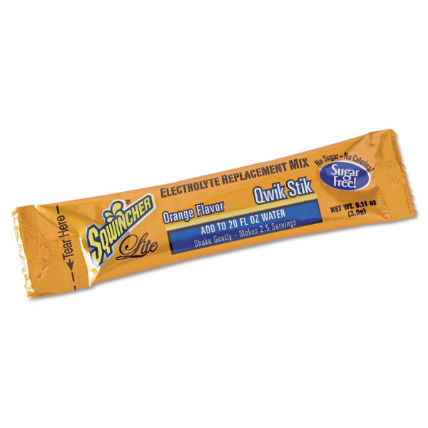 SQW060100OR Sqwincher Sugar-Free Qwik Stik Energy Drink Mix, Orange, 1.26oz Packet, 500/Carton