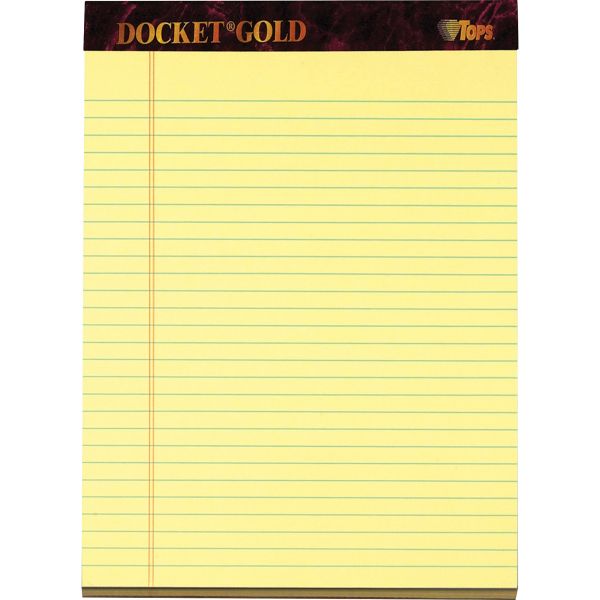 TOP63950 TOPS Docket Ruled Perforated Pads, 8 1/2 x 11 3/4, Canary, 50 Sheets, Dozen