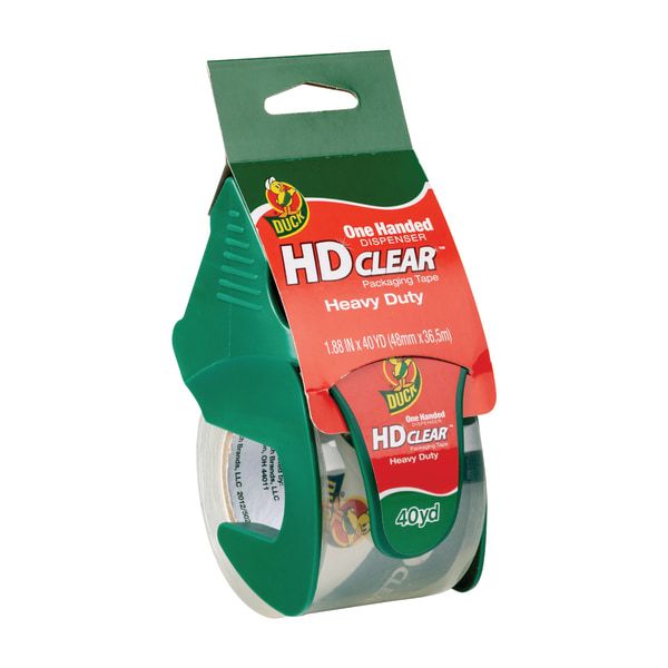 Duck HD Clear HeavyDuty Packaging Tape, With Dispenser, 1.88" x 40 Yd
