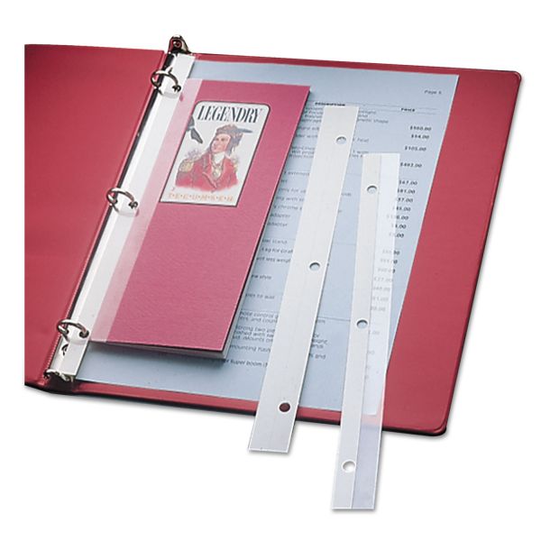 CLI64713 C-Line Self-Adhesive Attaching Strips, 3-Hole Punched, 11 x 1, 200/BX
