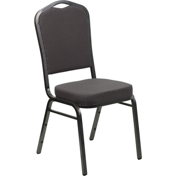 FHFFDC01SILVERVEINGYGG Flash Furniture HERCULES Series Crown Back Stacking Banquet Chair with Gray Fabric and 2.5'' Thick Seat - Silver Vein Frame