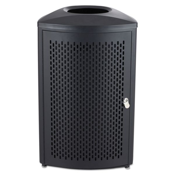 SAF9961BL Safco Indoor Waste Receptacle, Triangle with Open Top Dome, Steel, 13 gal, Black