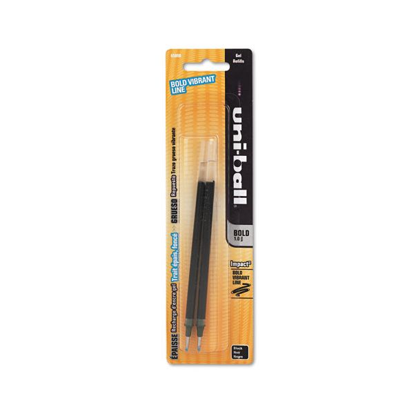 SAN65808 uni-ball Refill for uni-ball Gel IMPACT Gel Pen, Bold, Black Ink, 2/Pack