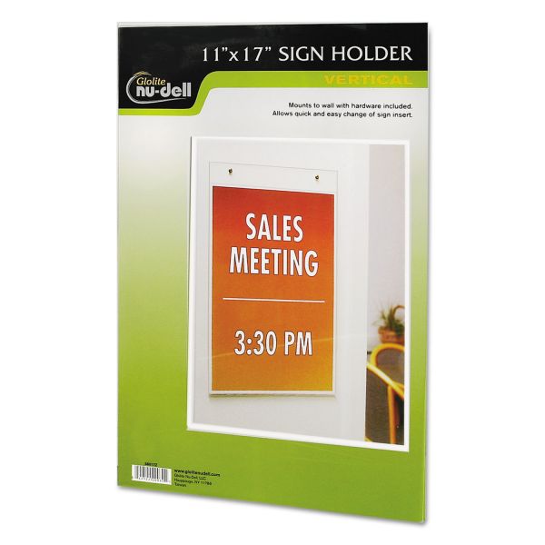 NUD38017Z NuDell Clear Plastic Sign Holder, Wall Mount, 11 x 17
