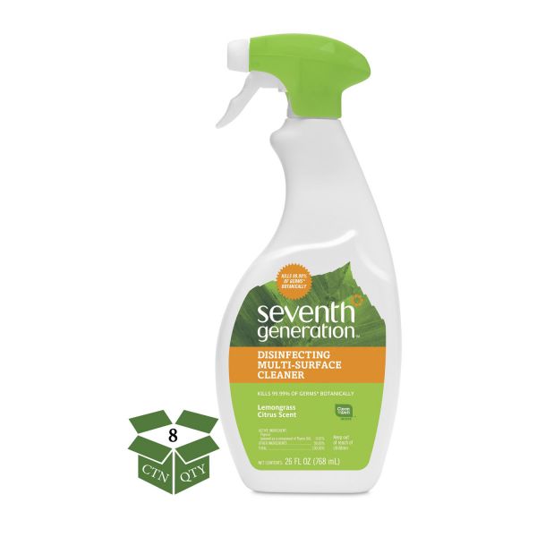 SEV22810CT Seventh Generation Botanical Disinfecting Multi-Surface Cleaner, 26 oz Spray Bottle, 8/Carton