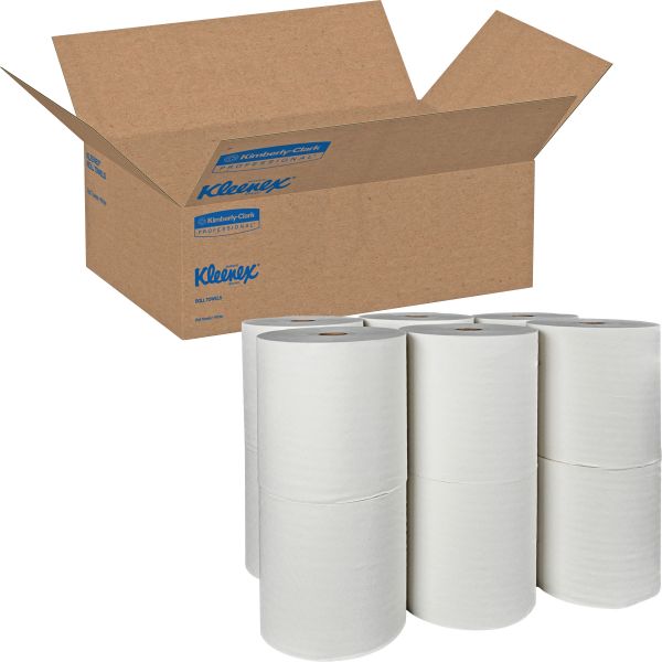 KCC01080 Kleenex Hard Roll Paper Towels, 8 x 425 ft, 1-Ply, White, 12 Rolls/Carton