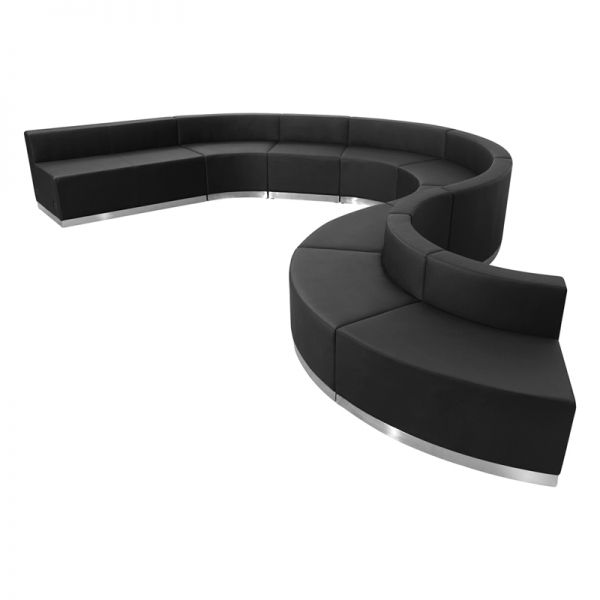 FHFZB803600SETBKGG Flash Furniture HERCULES Alon Series Black Leather Reception Configuration, 9 Pieces