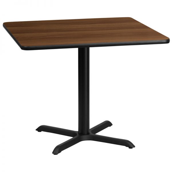 FHFXUWALTB3636T3030GG Flash Furniture 36'' Square Walnut Laminate Table Top with 30'' x 30'' Table Height Base