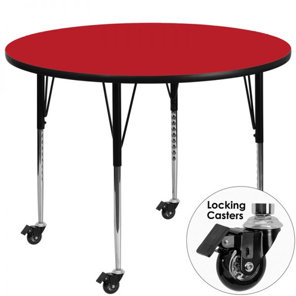 FHFXUA42RNDREDHACASGG Flash Furniture Mobile Height Adjustable Round Activity Table