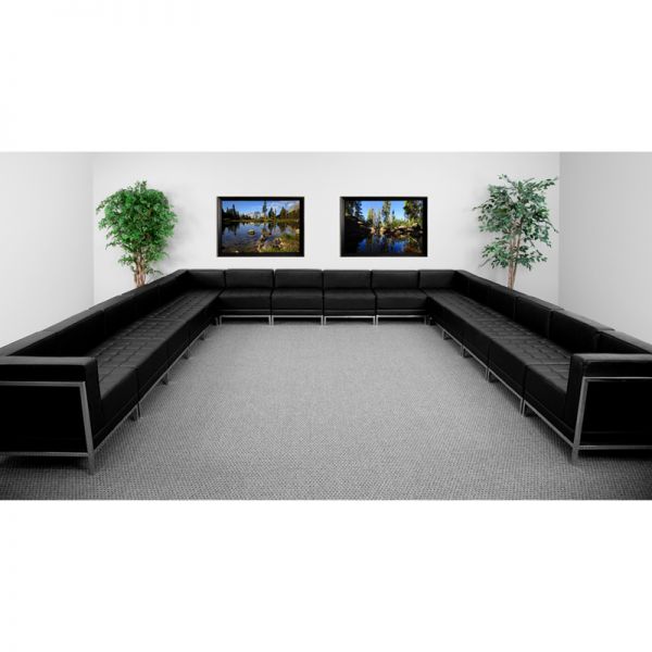 FHFZBIMAGUSECTSET3GG Flash Furniture HERCULES Imagination Series Black Leather U-Shape Sectional Configuration, 16 Pieces
