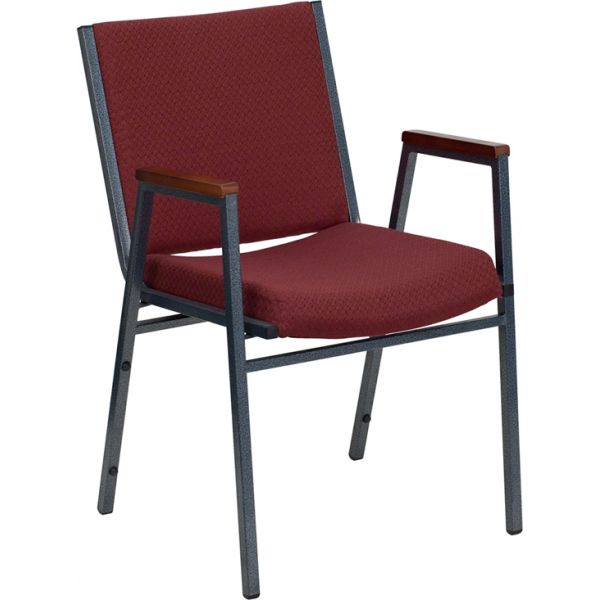 FHFXU60154BYGG Flash Furniture HERCULES Series Heavy Duty, 3'' Thickly Padded, Burgundy Patterned Upholstered Stack Chair with Arms and Ganging Bracket