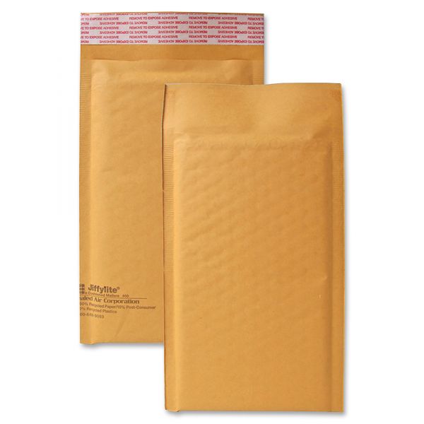 SEL10184 Sealed Air Jiffylite Self Seal Mailer, #00, 5 x 10, Golden Brown, 25/Carton