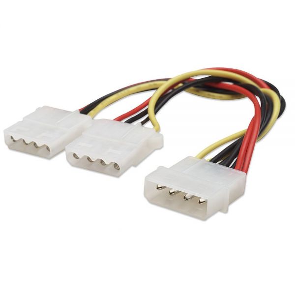 SYNX3744467 Manhattan Power Y Cable - 5.25" Male to duak 5.25" Female - 8"
