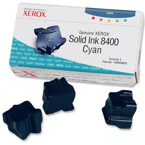 XER108R00605 Xerox 108R00605 Solid Ink Stick, 1,133 Page-Yield, 3/Box, Cyan