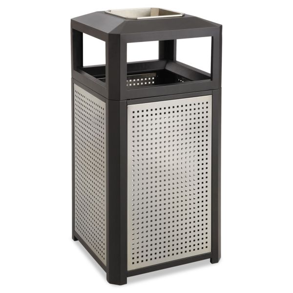 SAF9935BL Safco Ashtray-Top Evos Series Steel Waste Container, 38gal, Black