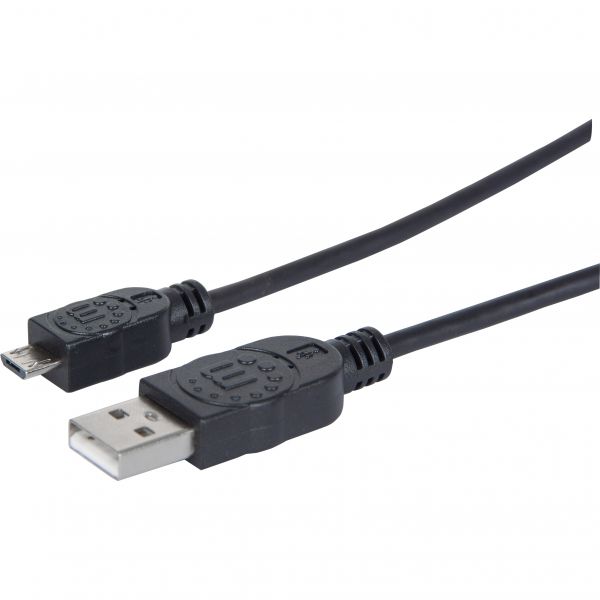 SYNX3744499 Manhattan Hi-Speed USB 2.0 A Male/Micro-B Male USB Device Cable, 3', Black