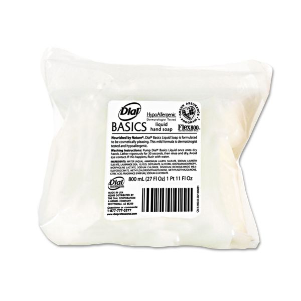 DIA06045 Dial Professional Basics Liquid Soap, Fresh Floral, 800ml Flex Pack, 12/Carton