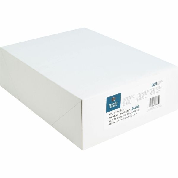 Business Source No. 9 Double Window Invoice Envelopes - Double Window ...