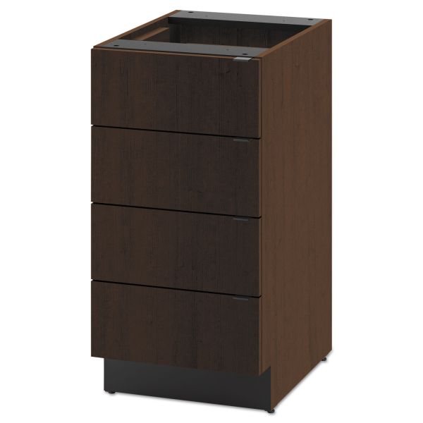 HONHPBC4D18MO HON Hospitality Single Base Cabinet, Four Drawers, 18w x 24d x 36h, Mocha