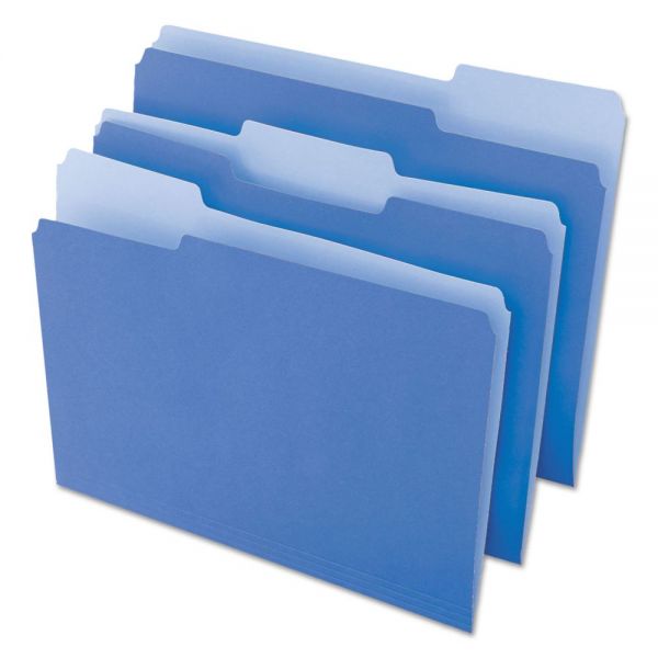 UNV10501 Universal File Folders, 1/3 Cut One-Ply Top Tab, Letter, Blue/Light Blue, 100/Box