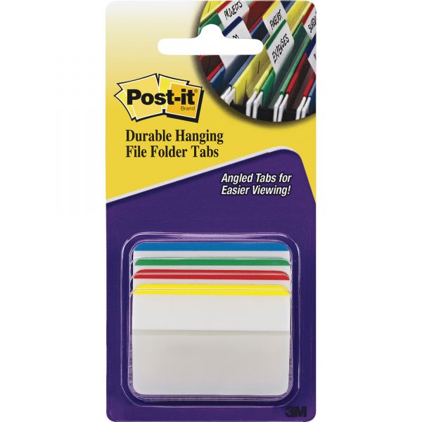 MMM686A1 Post-it Tabs Angled Tabs, 2 x 1 1/2, Striped, Assorted Primary Colors, 24/Pack