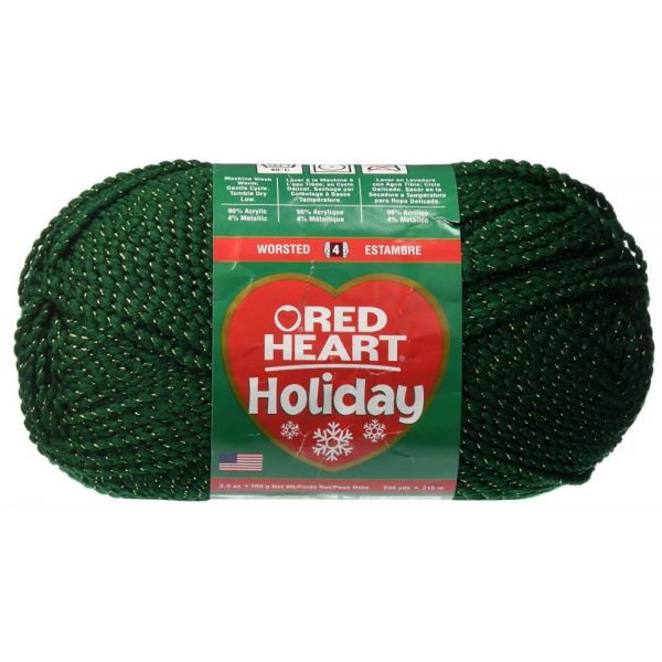 NOTM406860 Red Heart Holiday Yarn - Hunter W/Gold Metallic