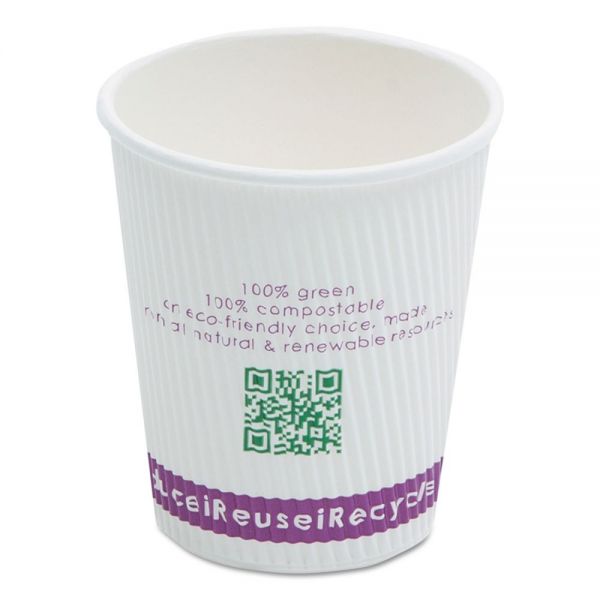 SVAC008RNPK NatureHouse Compostable Ripple-Grip 8 oz Paper Coffee Cups