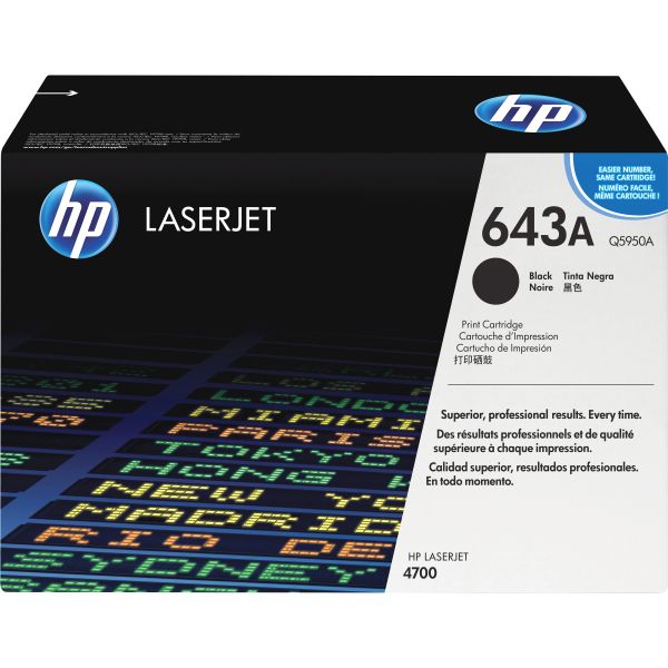 HEWQ5950A HP 643A, (Q5950A) Black Original LaserJet Toner Cartridge