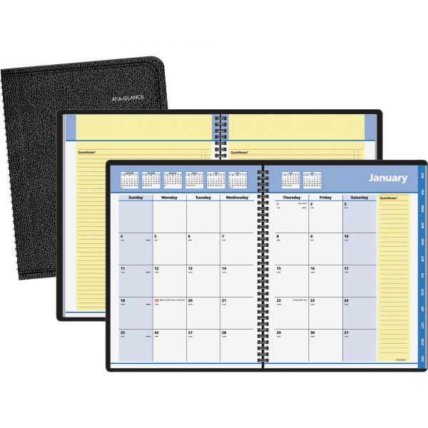 AAG760805 AT-A-GLANCE QuickNotes Monthly Planner, 6 7/8 x 8 3/4, Black, 2019