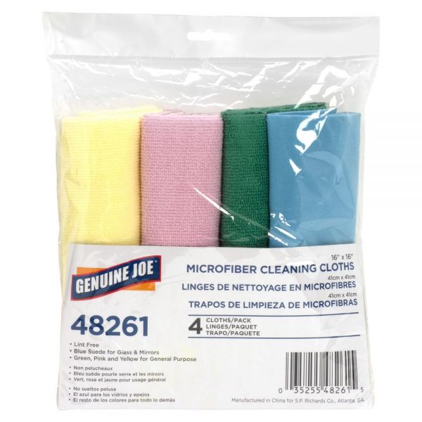 GJO48261CT Genuine Joe Color-coded Microfiber Cleaning Cloths