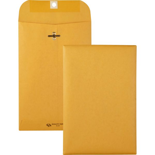 QUA37855 Quality Park Clasp Envelope, #55, 6 x 9, 28lb, Brown Kraft, 100/Box