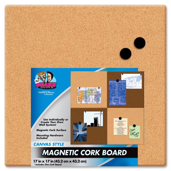 The Board Dudes Canvas Cork Board, 17 x 17, Unframed Cork