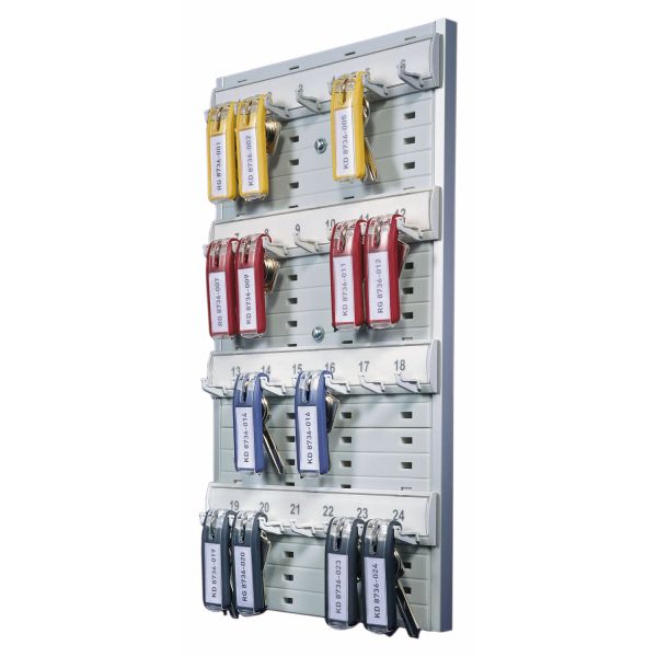 DBL195610 Durable Key Rack, 24-Tag Capacity, 8 3/8" x 1 3/8" x 14 1/8", Gray Plastic