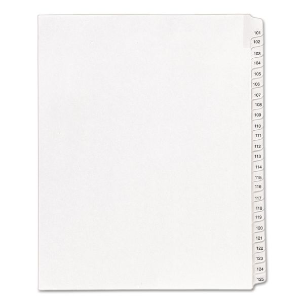 AVE01705 Avery Allstate-Style Legal Exhibit Side Tab Dividers, 25-Tab, 101-125, Letter, White