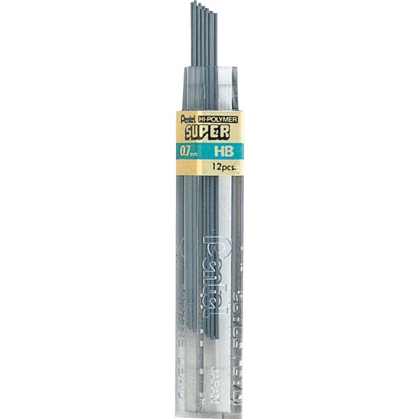 PEN50HB Pentel Super Hi-Polymer Lead Refills, 0.7mm, HB, Black, 12 Leads/Pack