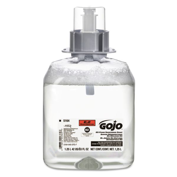 GOJ516403 GOJO E2 Foam Sanitizing Soap, 1250 ml Refill, 3/Carton