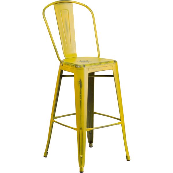 FHFET353430YLGG Flash Furniture 30'' High Indoor-Outdoor Barstool with Back