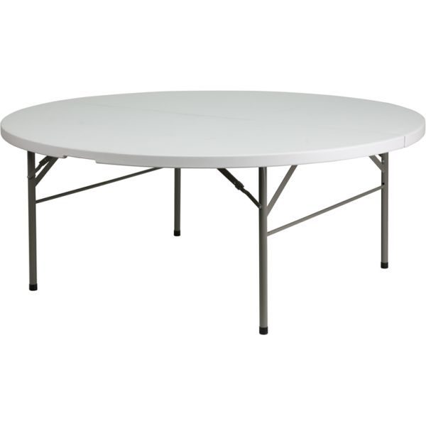 FHFDAD183RZGG Flash Furniture 72'' Round Bi-Fold Granite White Plastic Folding Table