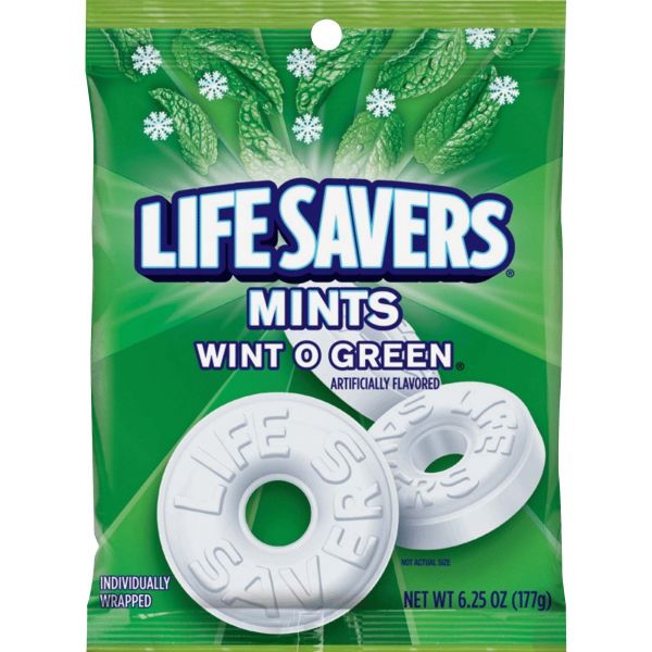 MRS08504 Life Savers Individually Wrapped Wint-O-Green Hard Candies