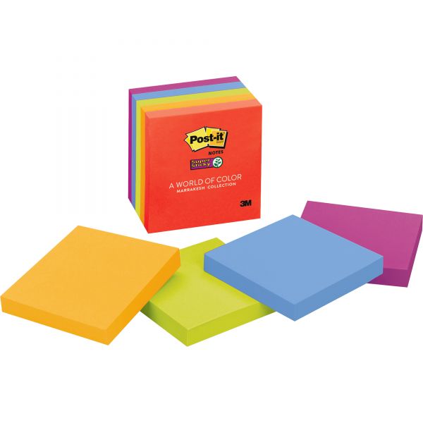 MMM6545SSAN Post-it Notes Super Sticky Pads in Marrakesh Colors, 3 x 3, 90-Sheet, 5/Pack