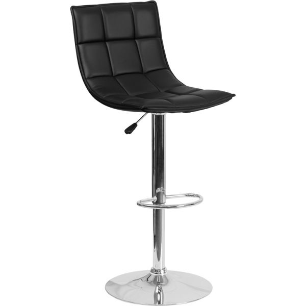 FHFCH920261BKGG Flash Furniture Contemporary Quilted Adjustable Height Barstool with Chrome Base