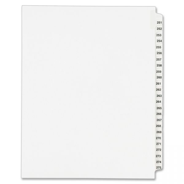 AVE01340 Avery-Style Legal Exhibit Side Tab Divider, Title: 251-275, Letter, White