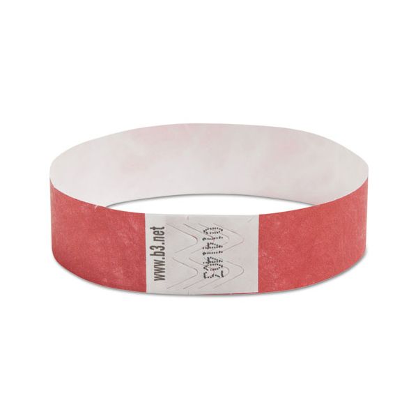BAU85020 SICURIX Wristpass Security Wristbands, 3/4" x 10", Red, 100/Pack