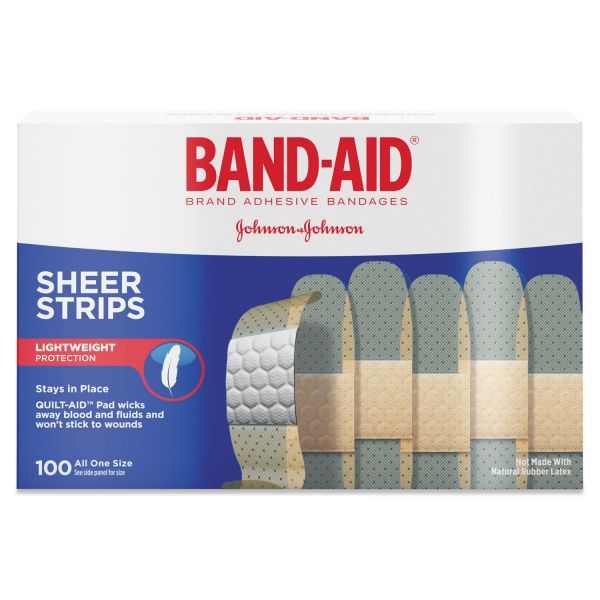 JOJ4634 BAND-AID Sheer Adhesive Bandages, 3/4" x 3", 100/Box
