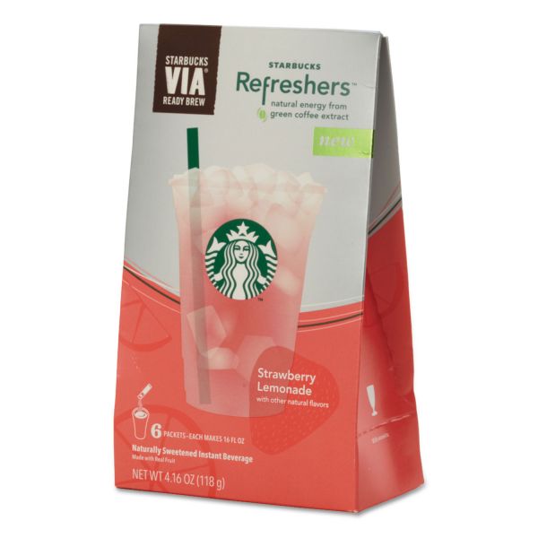 SBK11036799 Starbucks VIA Refreshers, Strawberry Lemonade, 4.16 oz Pack, 6/Box