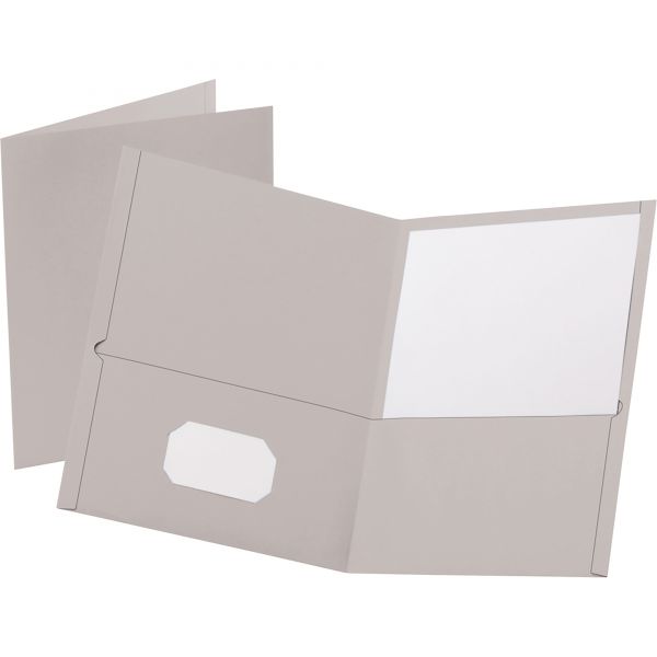 OXF57505 Oxford Twin-Pocket Folder, 100-Sheet Capacity, Gray, 25/Box